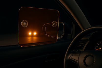 Anti-Glare Driving Shield tinded color with suction cup goes carwindow to block headlights thrue side mirrior